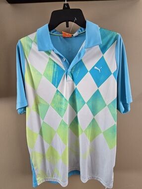 Puma Duo-Swing Diamond Print Polo Shirt. Golf. Men's Large.